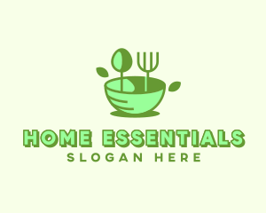 Organic Food Bowl Utensils logo design