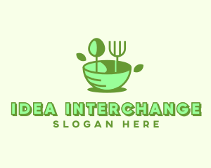 Organic Food Bowl Utensils logo design