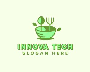 Organic Food Bowl Utensils logo design