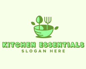 Organic Food Bowl Utensils logo design