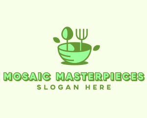 Organic Food Bowl Utensils logo design