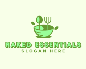 Organic Food Bowl Utensils logo design