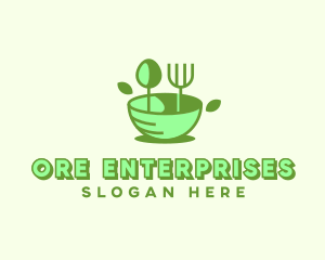 Organic Food Bowl Utensils logo design