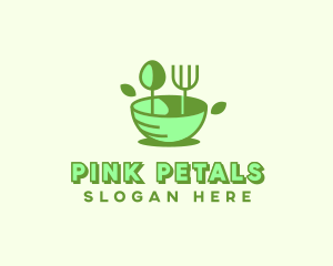 Organic Food Bowl Utensils logo design