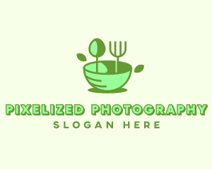 Organic Food Bowl Utensils logo design