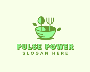 Organic Food Bowl Utensils logo design