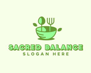 Organic Food Bowl Utensils logo design