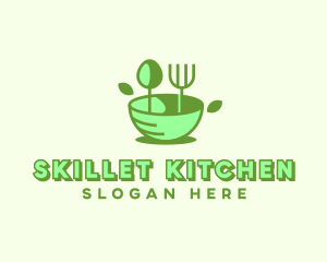 Organic Food Bowl Utensils logo design