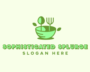 Organic Food Bowl Utensils logo design