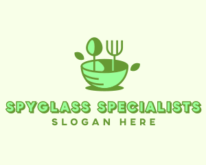 Organic Food Bowl Utensils logo design