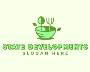 Organic Food Bowl Utensils logo design