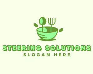 Organic Food Bowl Utensils logo design