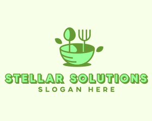 Organic Food Bowl Utensils logo design