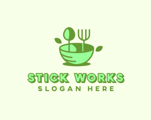 Organic Food Bowl Utensils logo design