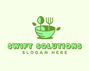 Organic Food Bowl Utensils logo design