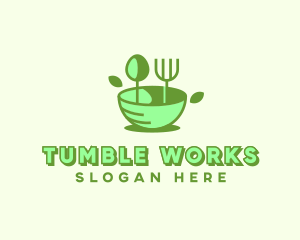 Organic Food Bowl Utensils logo design