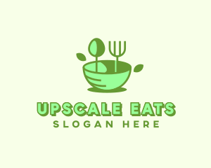 Organic Food Bowl Utensils logo design