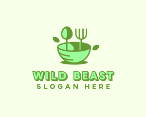 Organic Food Bowl Utensils logo design