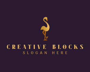 Golden Flamingo Bird logo design