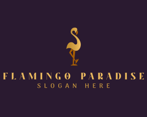 Golden Flamingo Bird logo design