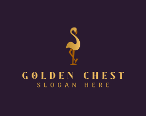 Golden Flamingo Bird logo design