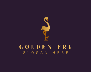 Golden Flamingo Bird logo design