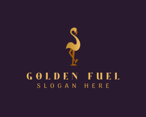 Golden Flamingo Bird logo design