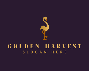 Golden Flamingo Bird logo design