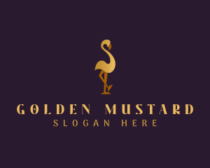 Golden Flamingo Bird logo design