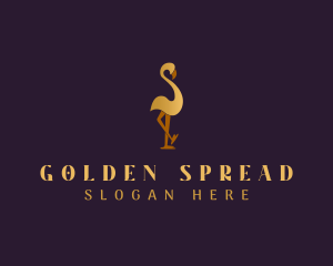 Golden Flamingo Bird logo design