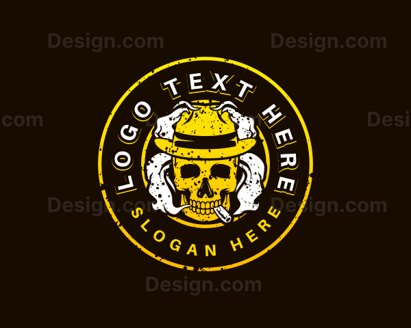 Skull Hat Smoking Logo