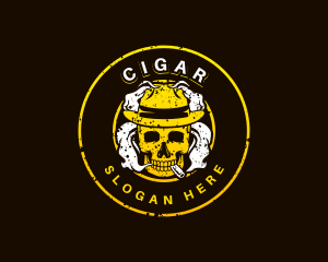 Skull Hat Smoking logo design