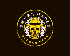 Skull Hat Smoking logo design