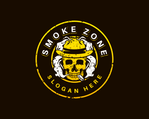 Skull Hat Smoking logo design