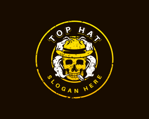 Skull Hat Smoking logo design