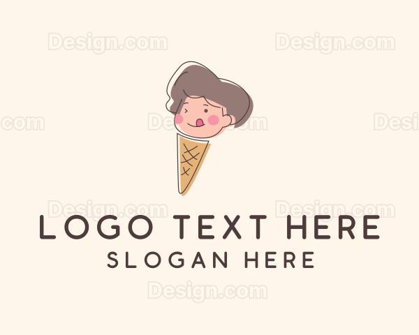 Ice Cream Cone Kid Logo