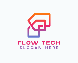 Gradient Tech Letter F logo design