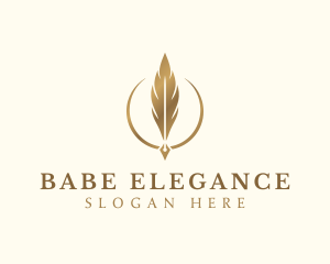 Elegant Feather Pen logo design