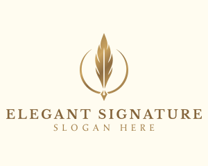 Elegant Feather Pen logo design