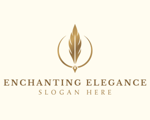 Elegant Feather Pen logo design