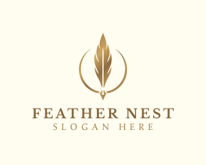 Elegant Feather Pen logo design