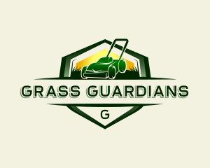 Grass Cutter Lawn Mower logo design