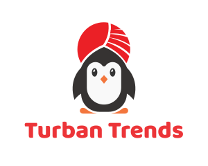 Turban Penguin Headdress logo design