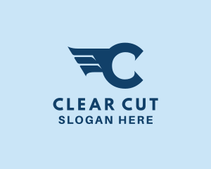 Aviation Freight Wings Letter C logo design