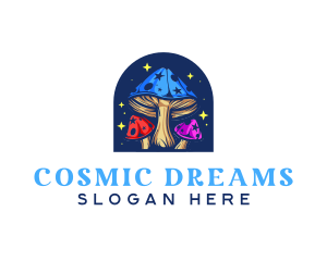 Psychedelic Sparkling Mushroom logo design