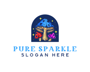 Psychedelic Sparkling Mushroom logo design