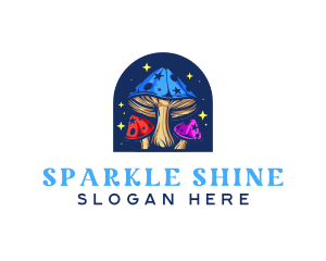 Psychedelic Sparkling Mushroom logo design