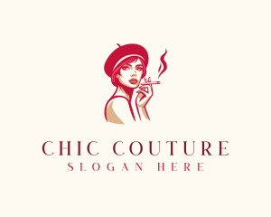 Cigarette Beret Woman logo design