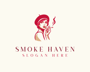 Cigarette Beret Woman logo design