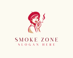 Cigarette Beret Woman logo design